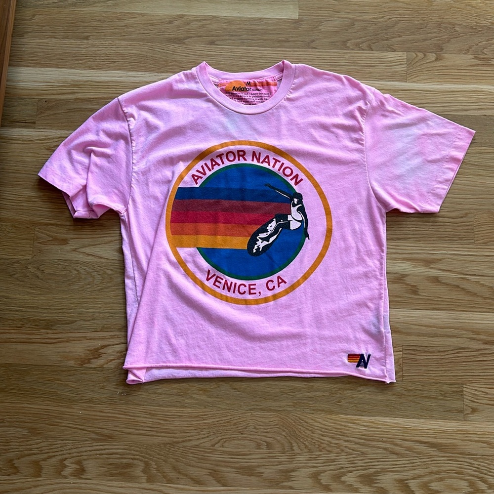 Aviator Nation Signature Boyfriend Tee - Pink